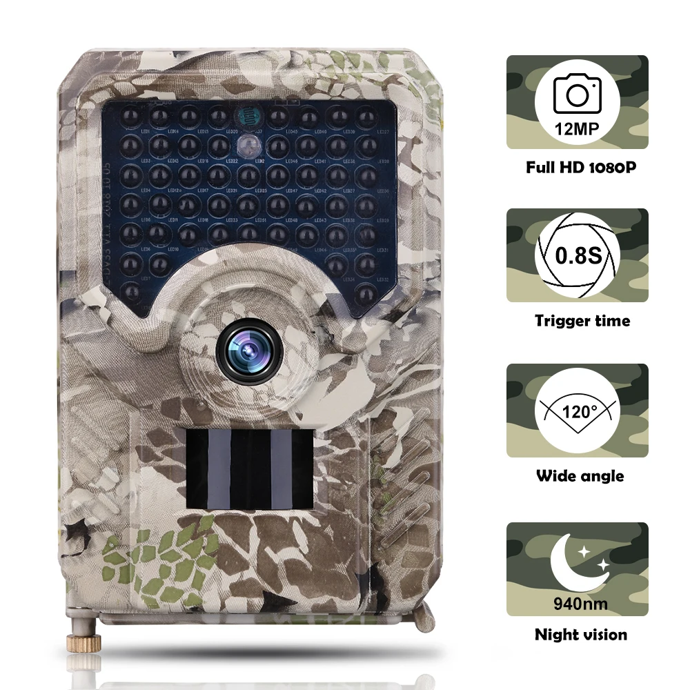 

Hunting Camera Hunting Trail Camera Waterproof 12MP 1080P Game Hunting Scouting Cam with 3 Infrared Sensors for Wildlife, Camouflage