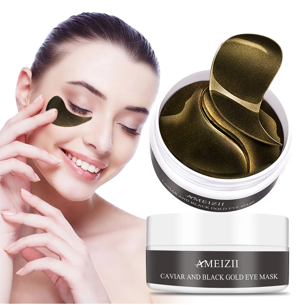 

OEM ODM Black Caviar Eye Pads Mask Collagen Wrinkle Remover Sleep Eyemask Parche Ojo Dark Circles Remover Hydrogel Eye Patch
