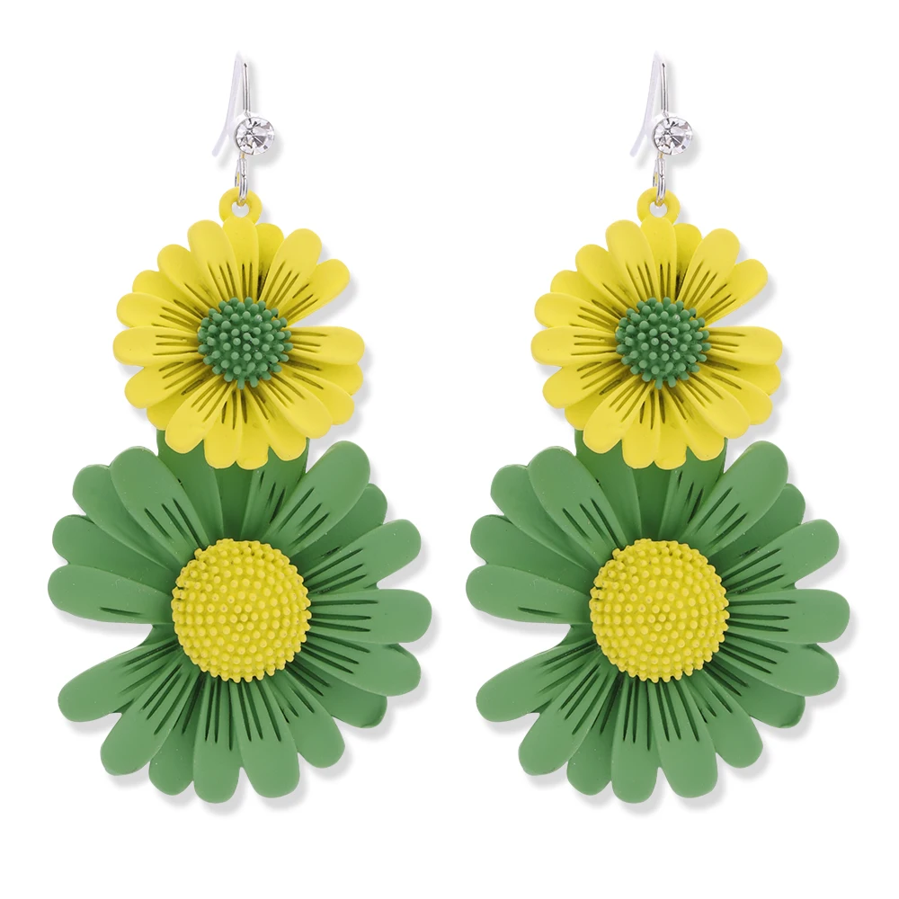 

New Style Charm Fashion Earrings Jewelry Set Design Daisy Flowers Best Selling Alloy Acrylic Earrings For Women, 4 colors