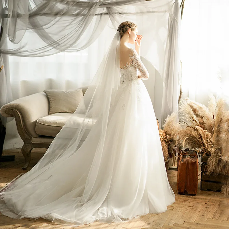 

2021 Brand New European and American V-neck Ball Gown Luminous Women Wedding Dress, White