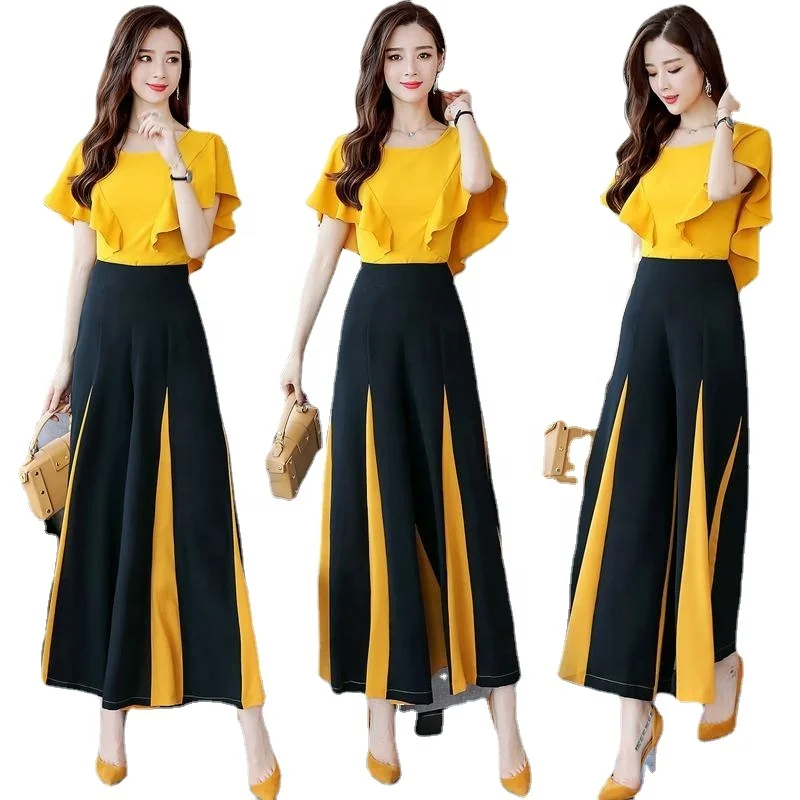 

2021 new Korean temperament thin chiffon shirt pants skirt woman pants and pants suits, Picture color