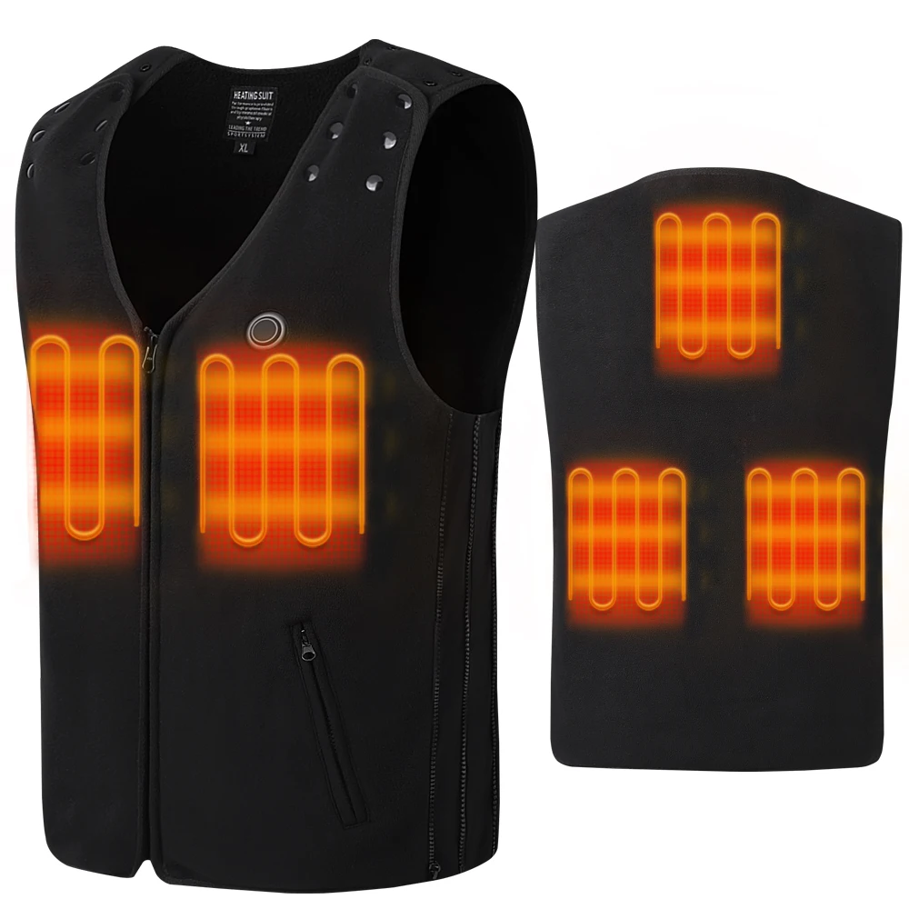 

Wholesale Winter Sleeveless Polyester Custom Rechargeable Heated Vest Usb Heated Gilet for Men and Women, Black