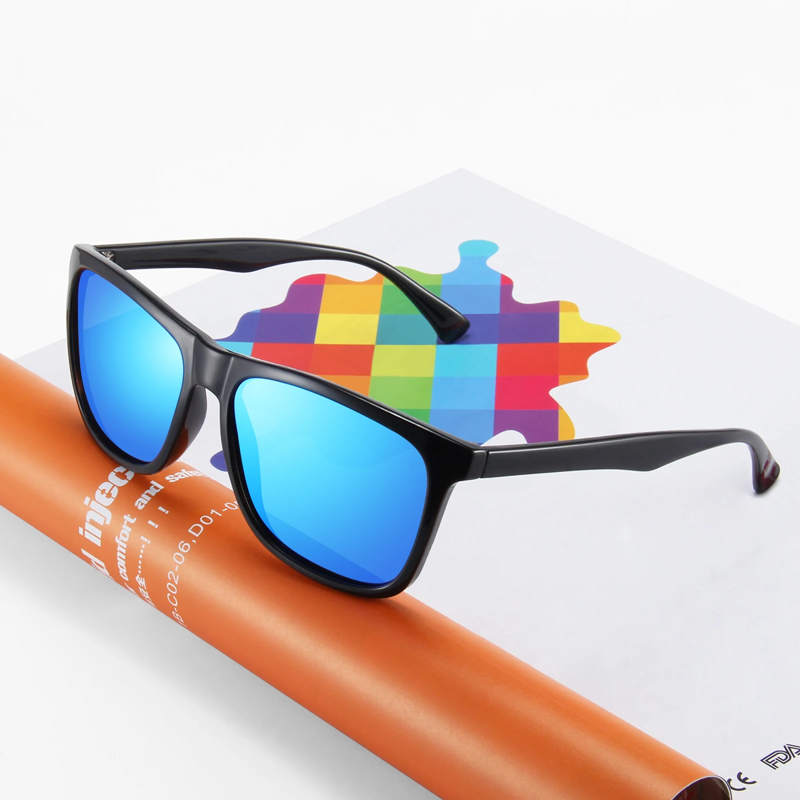 

Classical Big Frame Women Polarized Vintage Sun Glasses Men Square Mirror Summer UV400 Sun Glasses, Mix color