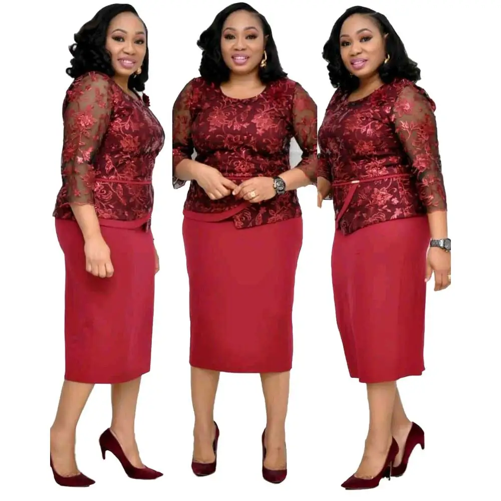 

91031-MX89 red style sehe fashion lace plus size dresses for women