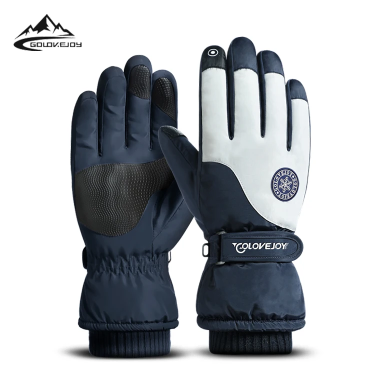 

GOLOVEJOY SK16 2021 New Arrival Windproof Outdoor Sports Cycling Hiking Winter Velvet Warm Snowboard Waterproof Skiing Gloves, Black