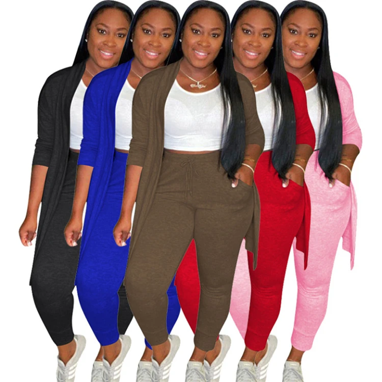 

High Quality Solid Color Casual Wear Fashion Clothing 2 Piece Set Tracksuits Two Piece Set 2020 Women Clothing