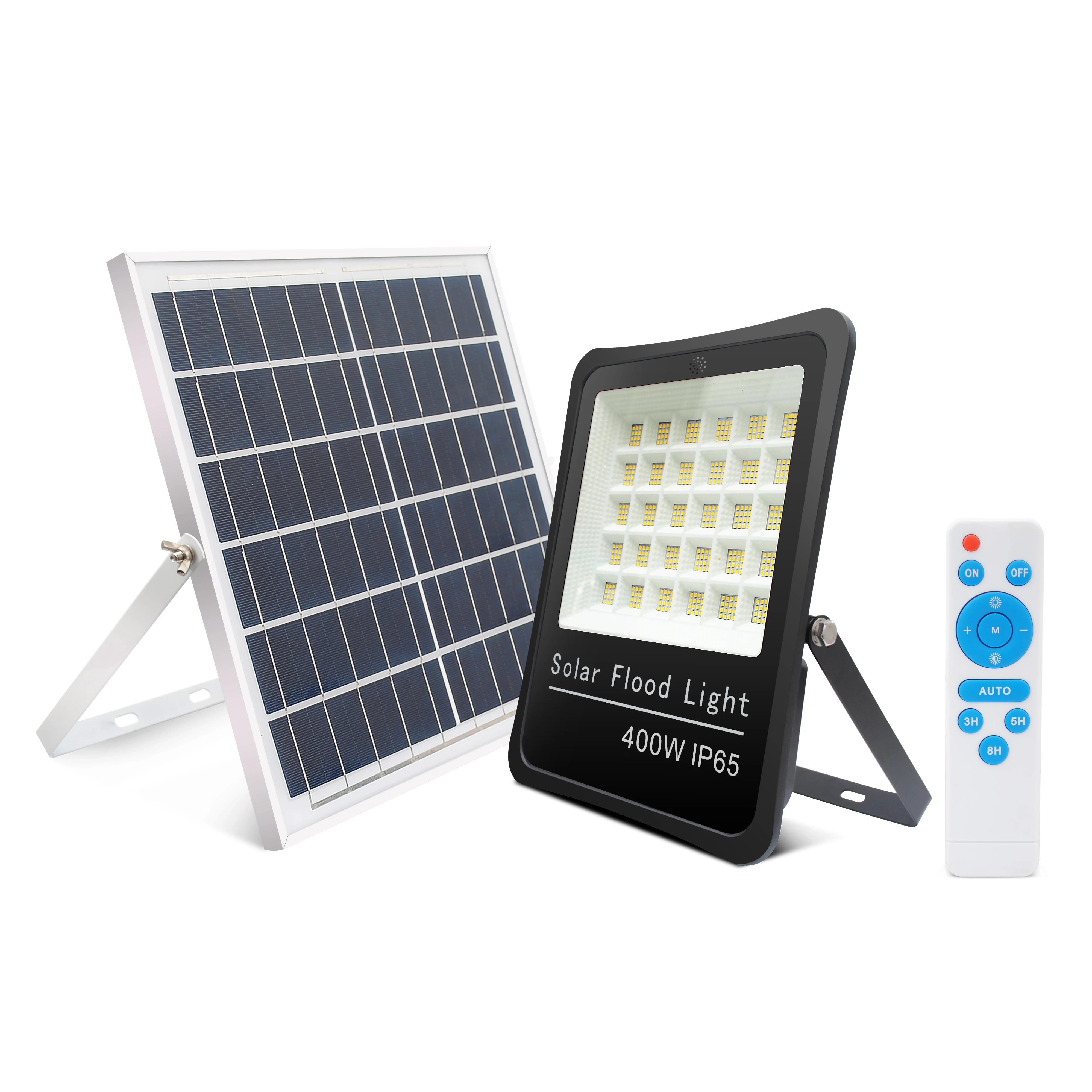 400W LED Solar powered Flood Lights Street Flood Light Outdoor IP65Waterproof with Remote Control Sensing Auto On/Off