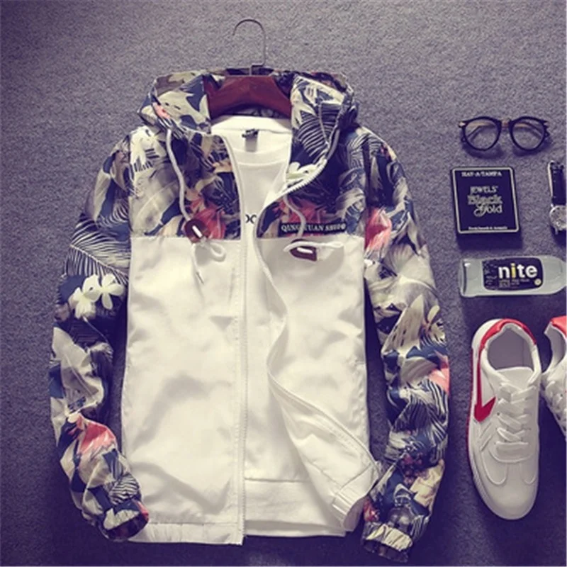 

Spring Thin Hooded Trendy Men's Jackets, White/gray/black/army green/blue/dark blue