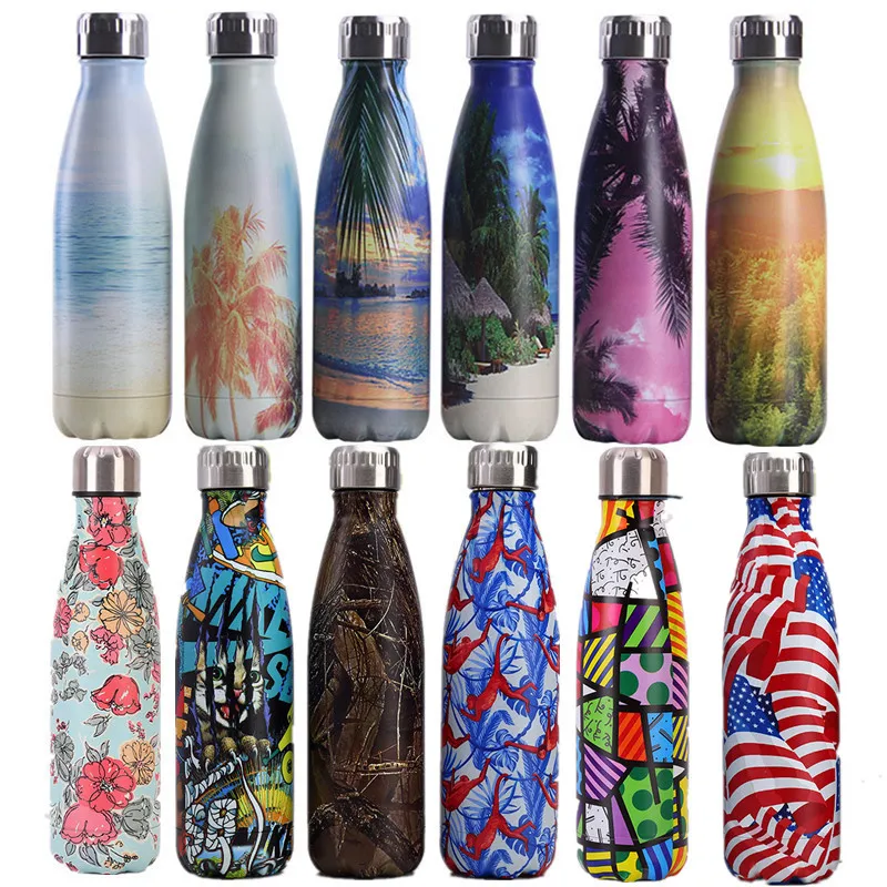 

750ml yoga mat custom logo bottle double wall Thermos insulated sport glass water bottles stainless steel, Uv color