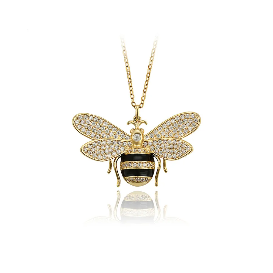 

necklace-00689 xuping jewelry novel Design Fashion Bee Diamond Pendant Long Sweater Chain 14K Gold Plated Necklace