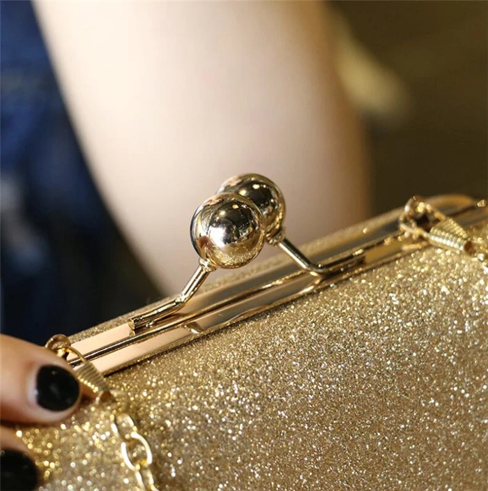 Famous designer gold shining clutch crossbody ladies pu evening bag