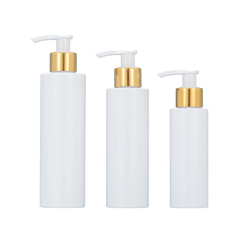 

White Gold Circle lotion pump bottle 100ml pet bottle 150ML with 200ML pet plastic bottle pump