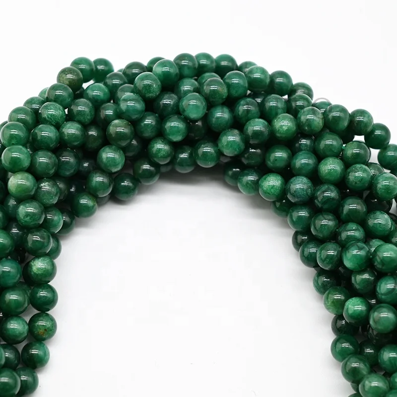 

Top AAA Natural Emerald Jade Gemstone Smooth Round Stone Loose Beads for Jewelry Making