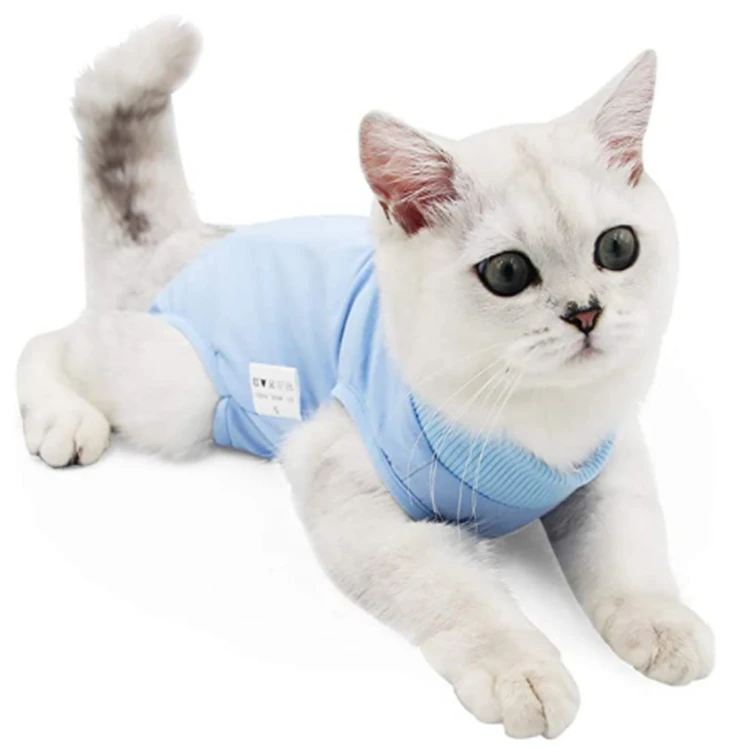 

Wholesale Breathable E-Collar Alternative Pajama After Surgery Wear Abdominal Wounds Skin Disease Professional Cat Recovery Suit