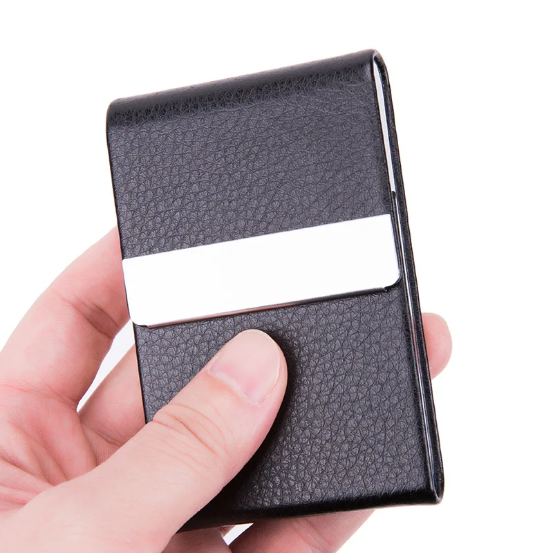 

PU Leather Business Card Case Name Card Holder Slim Metal Pocket Card Holder with Magnetic Shut, Red, purple, black, brown, apricot, pink, rose red, gray