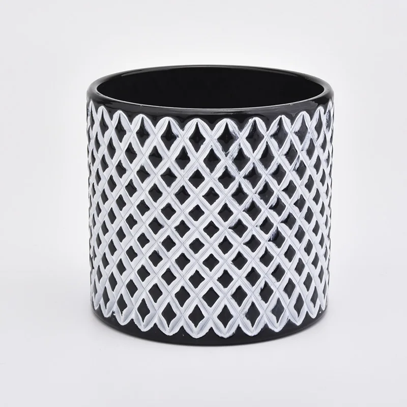 Cylinder Glass Candle Jars With Black Color