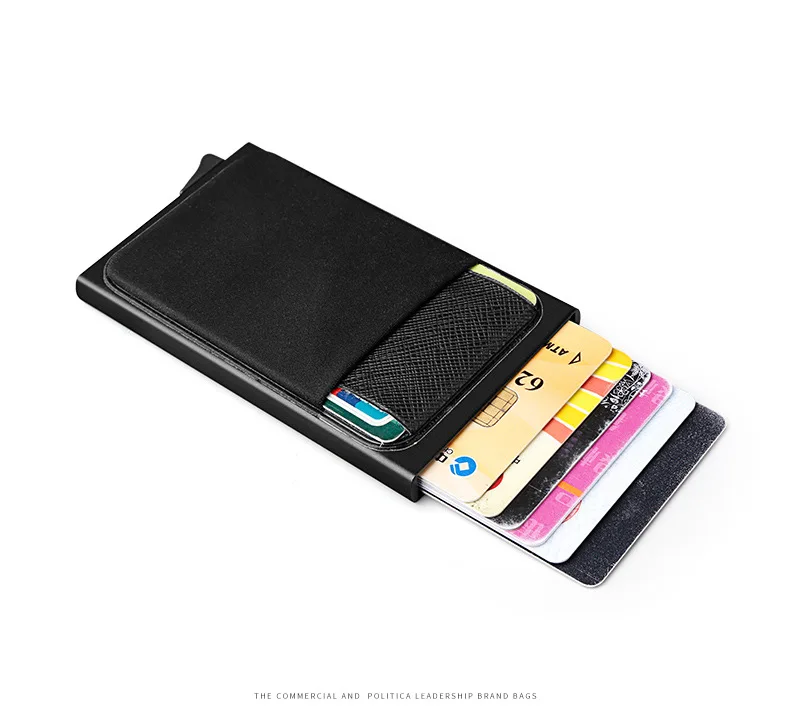 

Wallet Men's Aluminum Auto Pop Card Push Case Triangle with Lid Anti Theft Swipe Bank Card Holder RFID Card Case