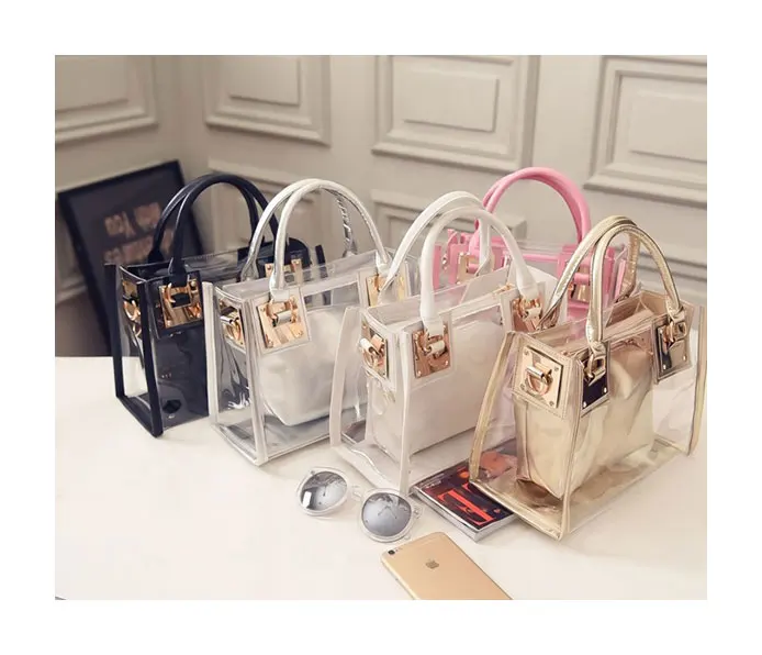 

2pcs MOQ Fashion Women Shoulder Bag Clear Jelly Clutch Purse Transparent Handbag, 5 colors