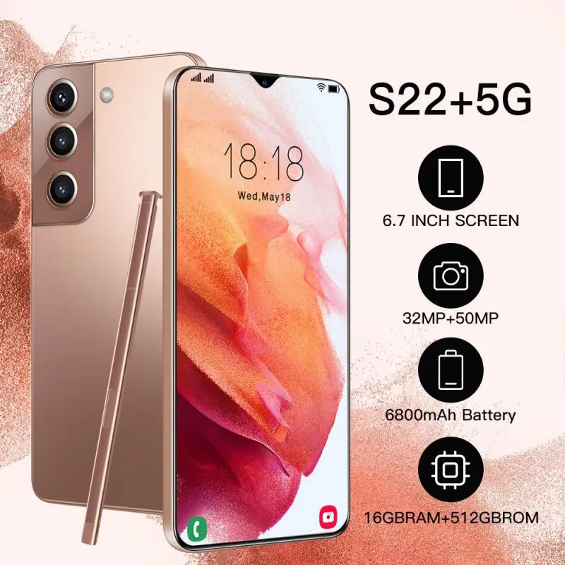 

2022 New S22 Ultra Fingerprint Unlock Smart Phone 6.7 Inch Hd+ 4g Used Mobile Phone Smartphones With free shipping