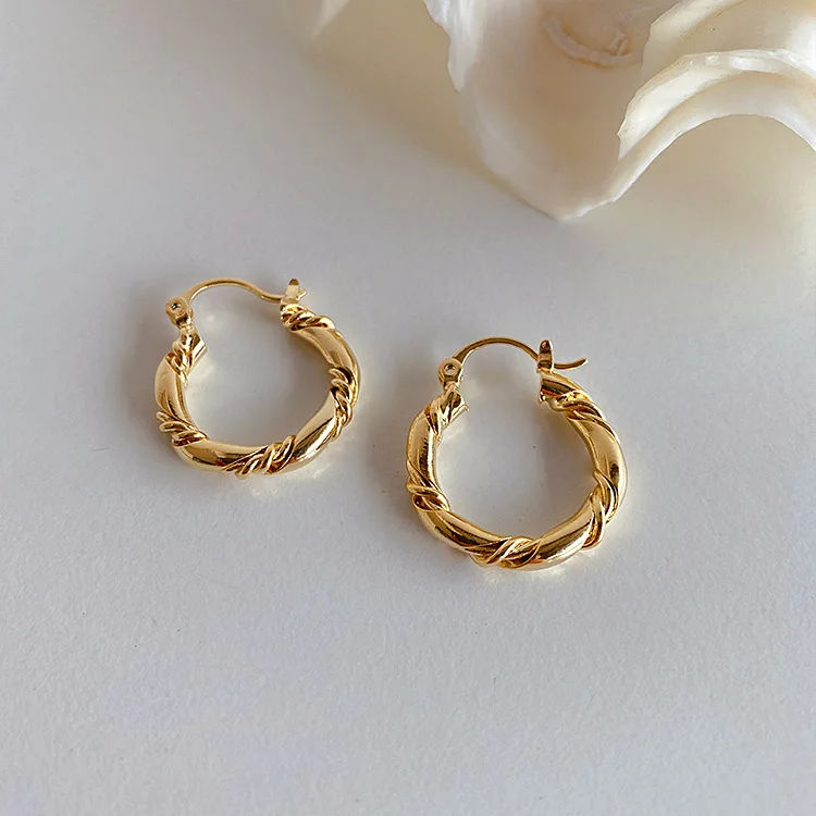 

Vershal A-11 Gold Plated French Style Twist Hoop Round Earrings For Women 2022