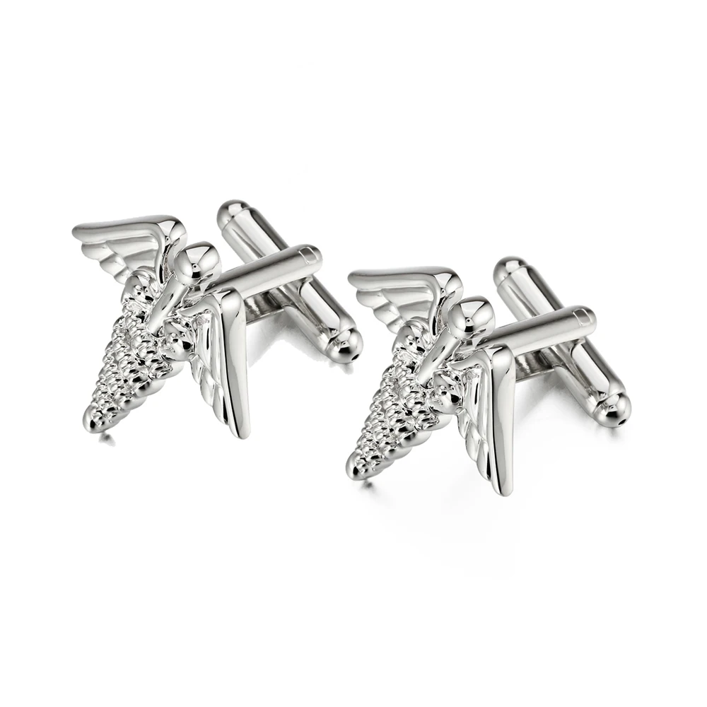 

Online Retails Silver Color Men's Jewelry Gifts Lucky Goddess Angel Cufflinks From Jewelry Factory, Silver/gold