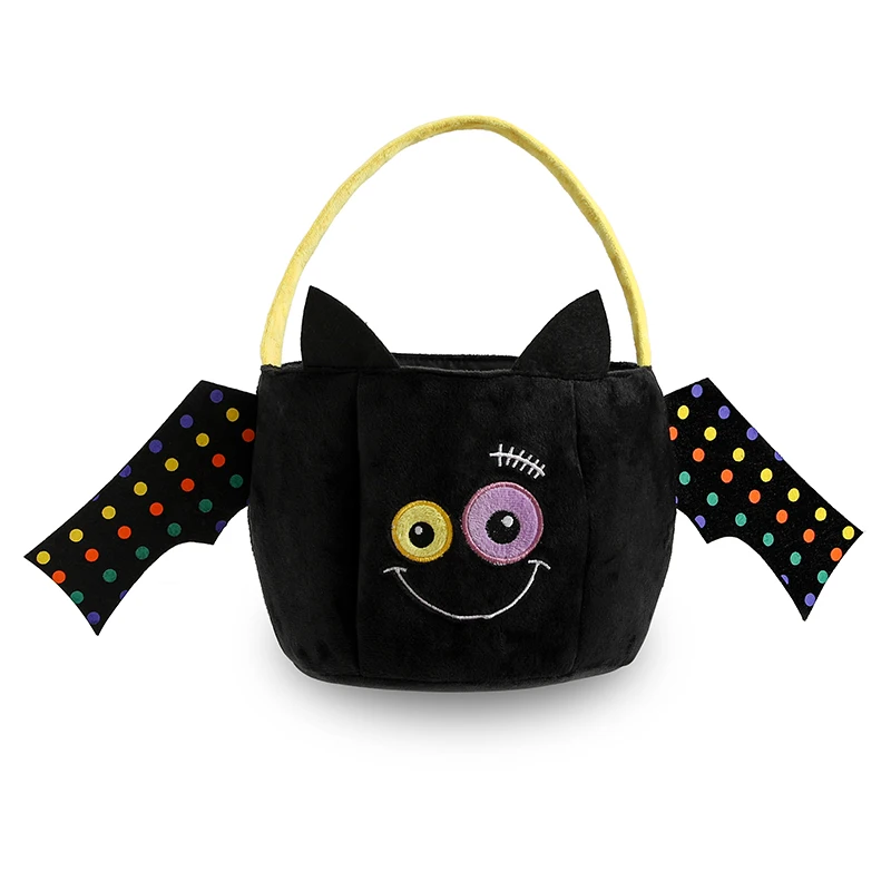 

Kids Trick Tote Bag  Black Halloween Candy Bucket Embroidery Halloween Basket