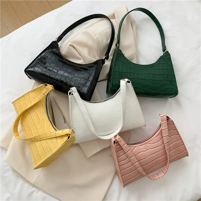 

2021 Factory Direct Sale Croc-embossed Shoulder Bags Women Hand Bags Leather Underarm Bag Handbags