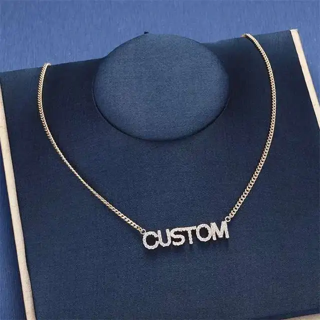 

Full Crystal Personalized Name Necklace with Zircon stone Custom Nameplate Chains Choker Necklace for Women