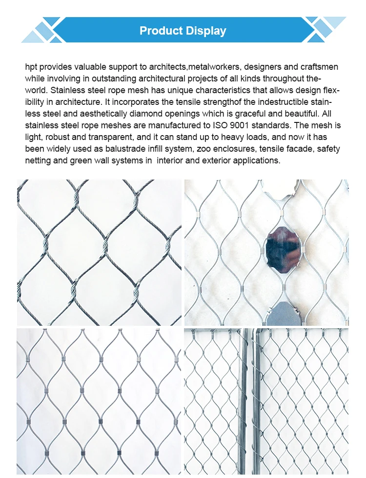 ss304 stainless steel wire rope  mesh used in zoo fence