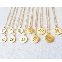 

YN0080 New 925 sterling silver Horoscope Pendant Gold Necklace personalized 12 Zodiac Necklace