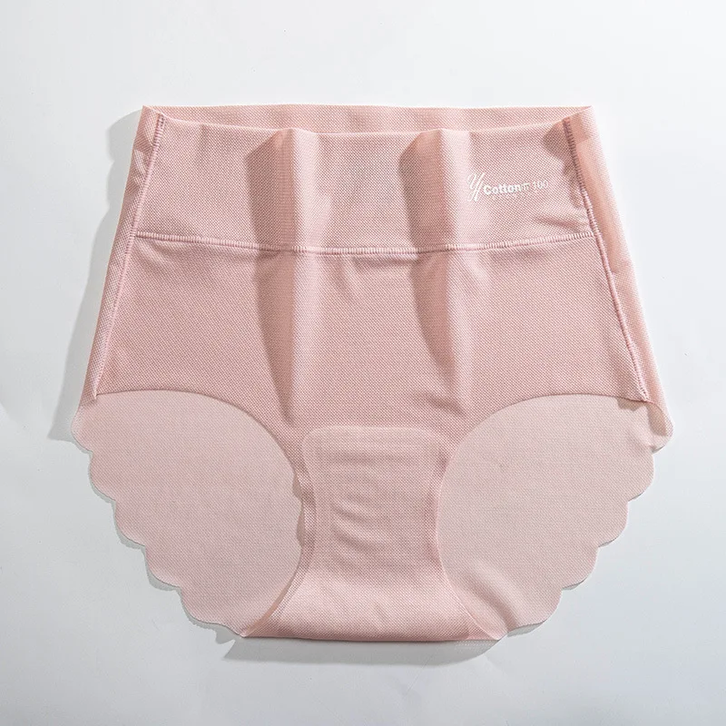 

Factory Outlet Plus Size Ladies Panties Sexy Breathable Anti-bacterial Underwear Seamless Ice Silk High Waist Panties For Women