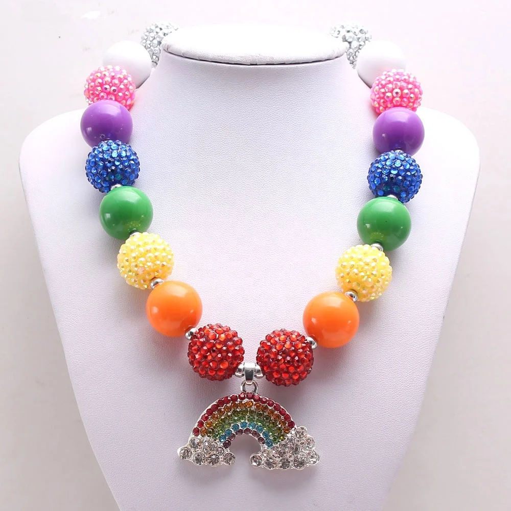 

Paihe New Rainbow Pendant Children Necklace Colorful Handmade Beaded Necklace For Party Gift, 1 color
