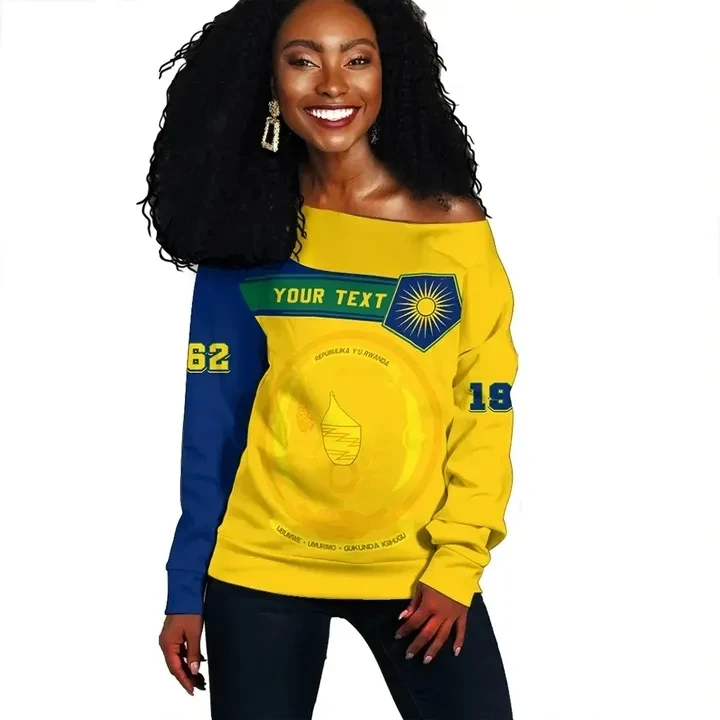 

Plus Size 4XL Off Shoulder Sexy Women Tops Rwanda Africa Nation Flag Luxury Custom Summer Shirt Ladies' Blouses & Tops, Customized color