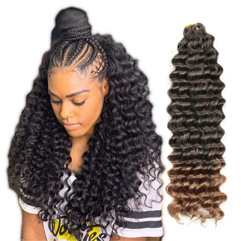 

SW039 Wholesale synthetic deep wave twist hair extension wavy deep curly ombre braids crochet hair deep twist
