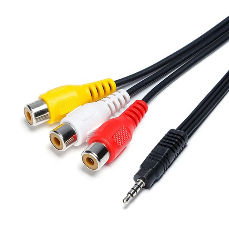 

3.5mm Video Cable 3.5mm to RCA AV Camcorder 3.5 mm to 3 Rca For TV Box Computer Sound Speaker Projector, Black