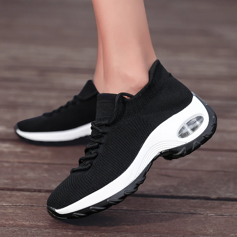 

2021 chaussure women's casual heel sock shoes light walking sneakers breathable sports running tenis feminino footwear