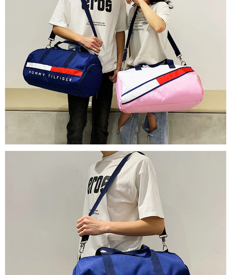 Bright color polyester canvas shoulder handbag travel duffle bag
