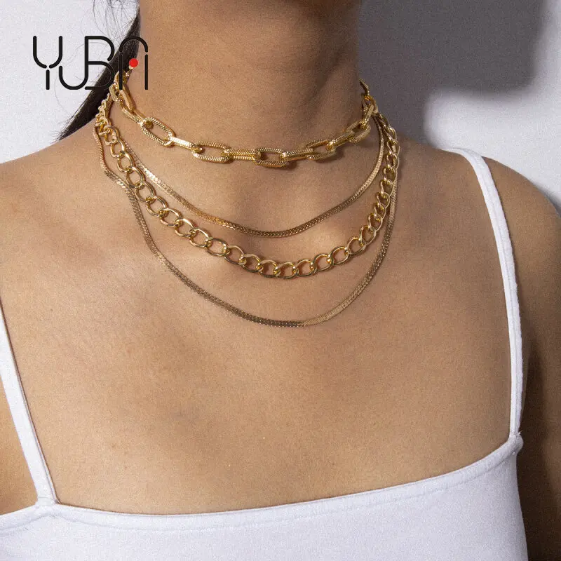 

Hesiod Gold Layered Pendant Long Chain Choker Necklace Costume Jewelry for Women
