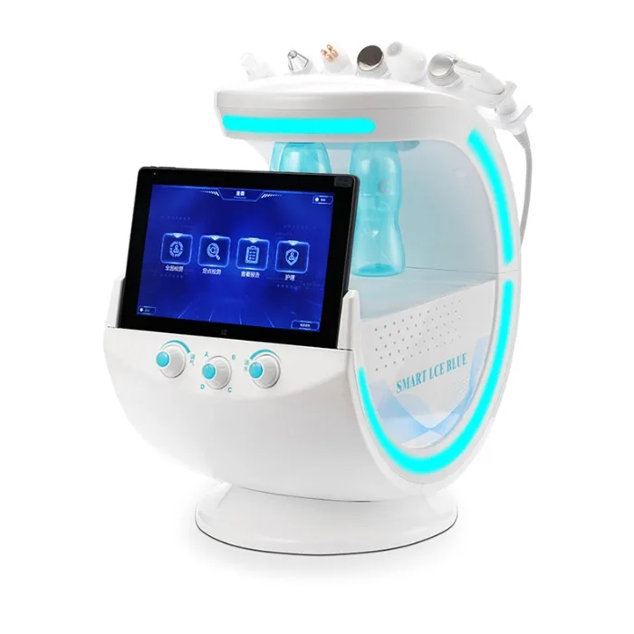 

H2O2 Oxygen Jet Peel Smart Ice Blue Radiofrequency Ultrasonic Skin Scrubber Dermabrasion Facial Skin Analyzer Beauty Machine