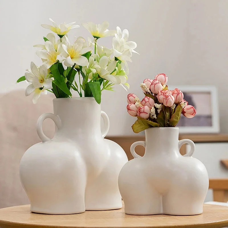 

Wholesale Nordic Style Decor Body Art Bust Ceramic Vases Table desk Decoration Vase Home Decor Buttock Surround, Customized