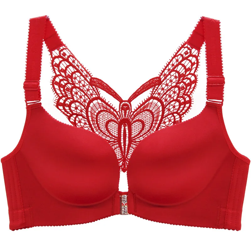 

The new ultra-thin no steel ring front buckle bra seamless large size fat mm sexy beauty back bra gather adjustable underwear, 3 color as pictures