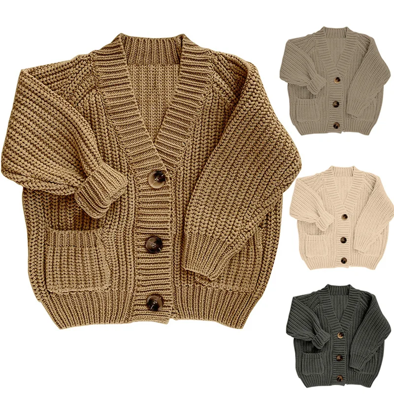 

RTS Wholesale Children Boutique Clothing Baby 100% Knit Cotton Sweaters Coats Girls Winter Cardigan Sweater Coats Baby Sweaters