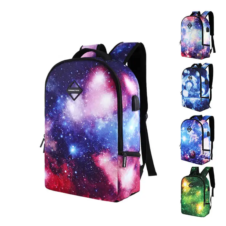 

SB067 Starry sky fashion luxury design multifunction school bag student star backpack with USB charging port