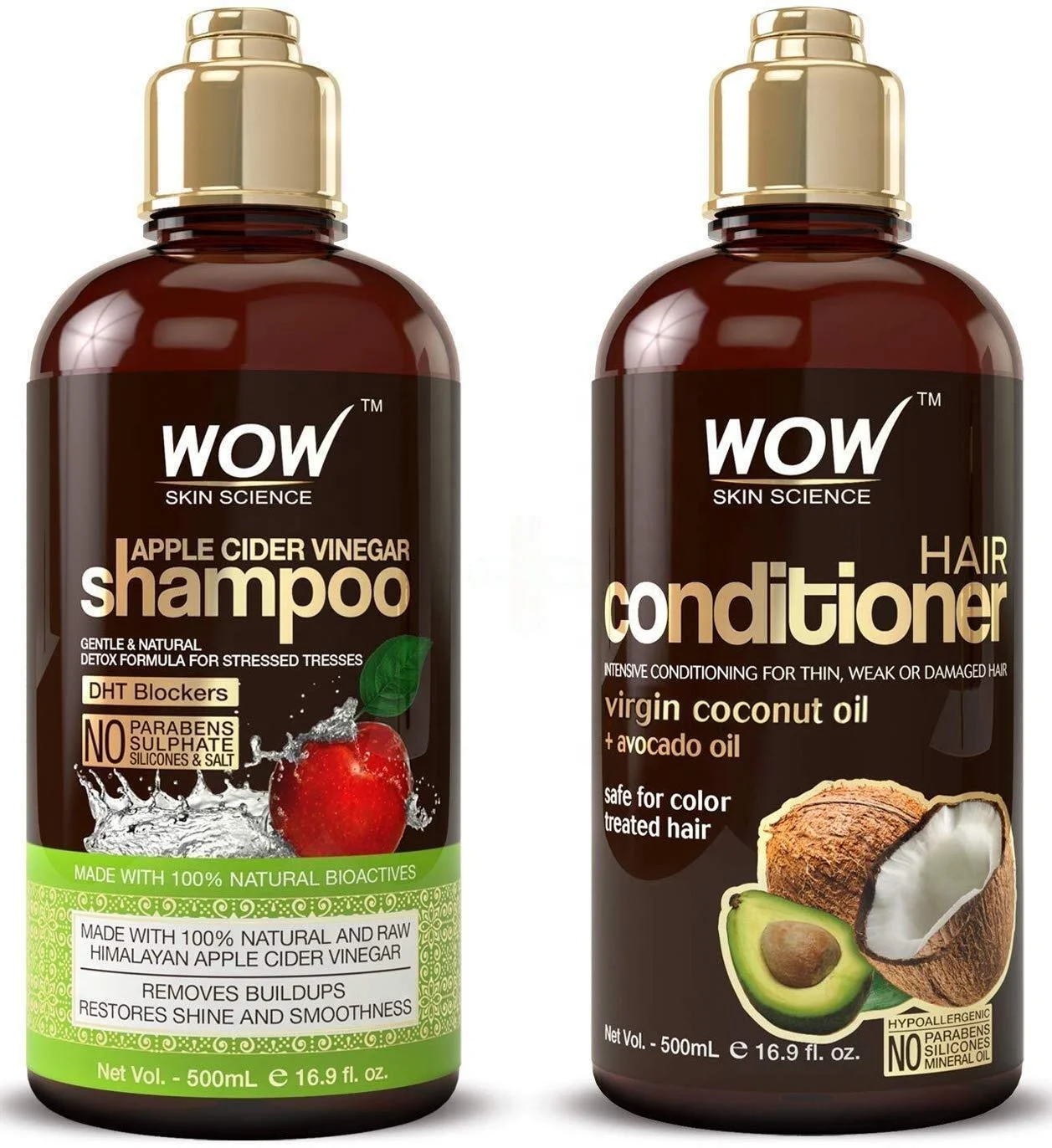 

Wow Apple Cider Vinegar Hair Shampoo and Conditioner Set with Clarifying Damage Repair Anti fungal Anti Bacterial Vegan 1 set