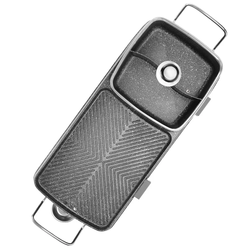 
rectangular marble coating nutril electric bbq grill with hot pot 