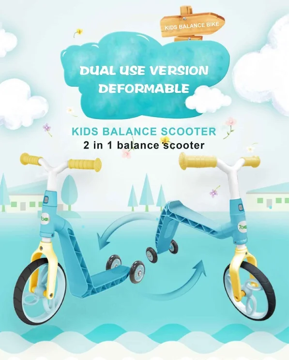 
12 inch2 in 1 kids sliding scooter Baby Kids Balance Bike kick scooter 