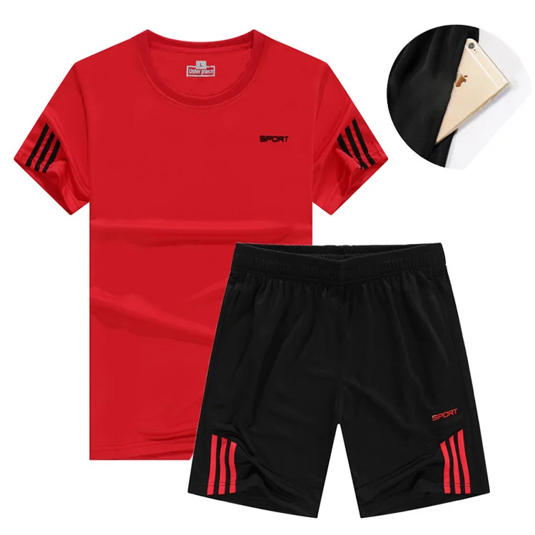 
Custom men gym clothing sportswear casual running soccer wear short sleeve training breathable soccer wear with pocket 