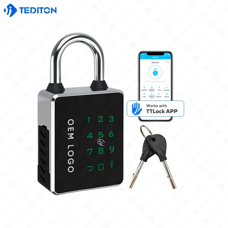 

Tediton Security Combination NFC Padlock Ttlock/Tuya App Padlocks and Keys in Bulk Smart padlock candado con huella digital