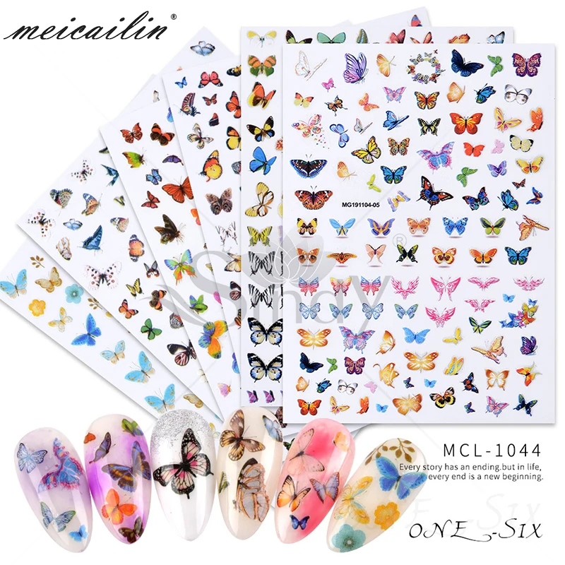 

6 colors Colorful Butterfly Adhesive Nail Art Sticker