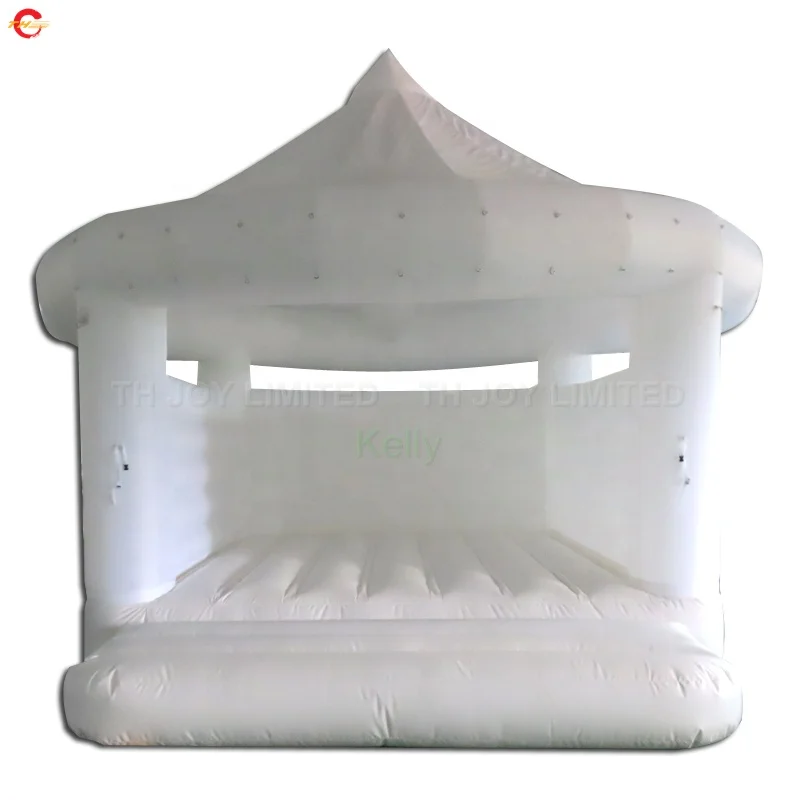 

commercial white inflatable wedding bouncer with roof air bouncy castle house on promotion, Customized